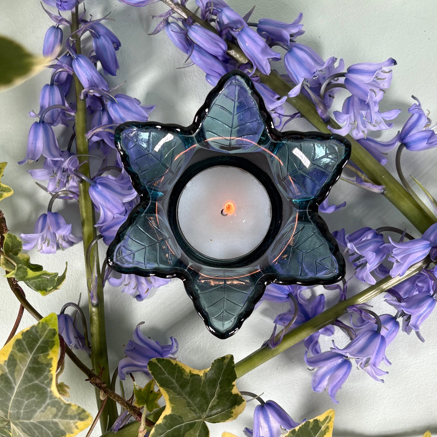 Glass Flower Tealight Holder