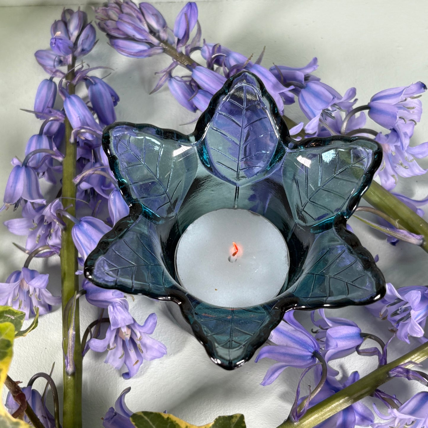 Glass Flower Tealight Holder