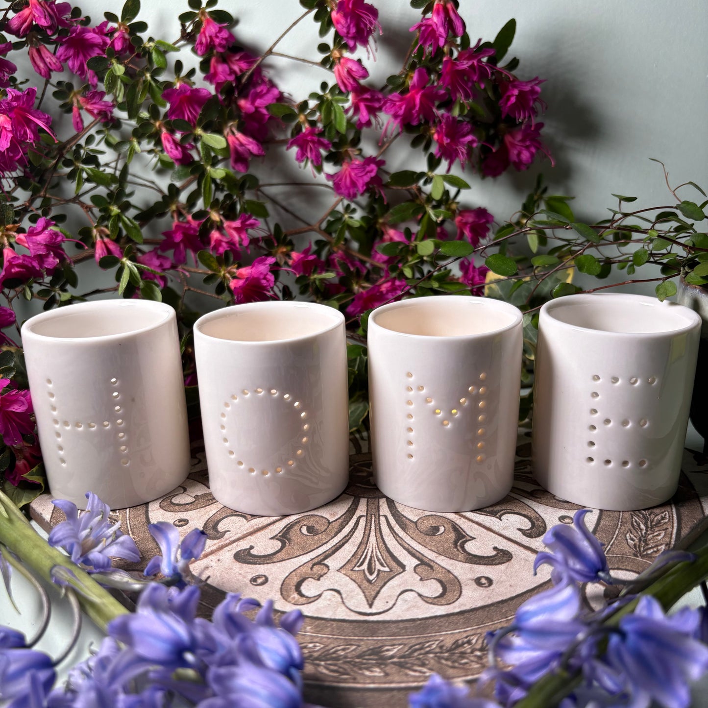 Home Set of 4 Ceramic Tealight Holders