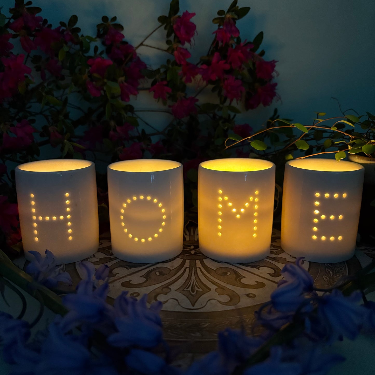 Home Set of 4 Ceramic Tealight Holders