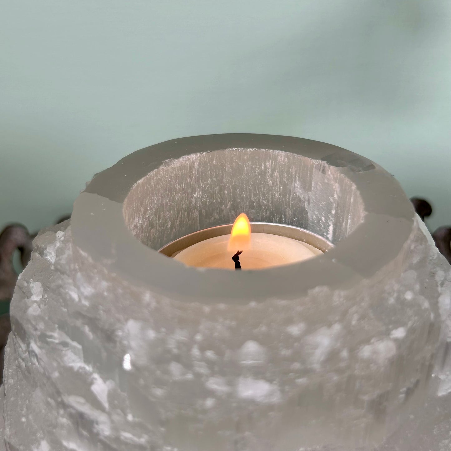 Selenite Crystal Mountain Tealight Holder