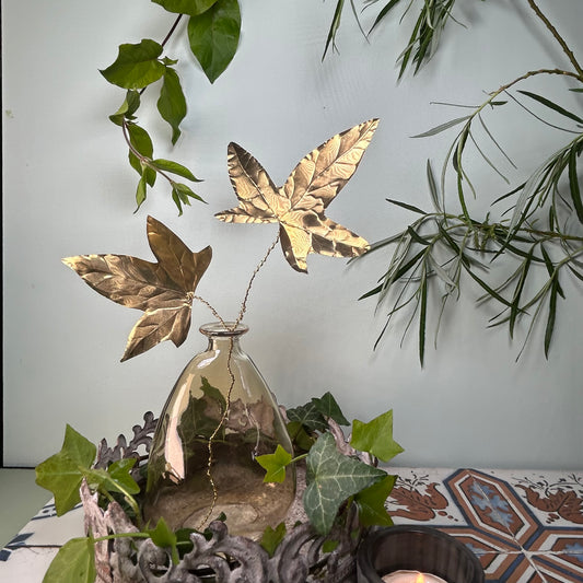 Twin Ivy Leaf Branch Metal Botanic