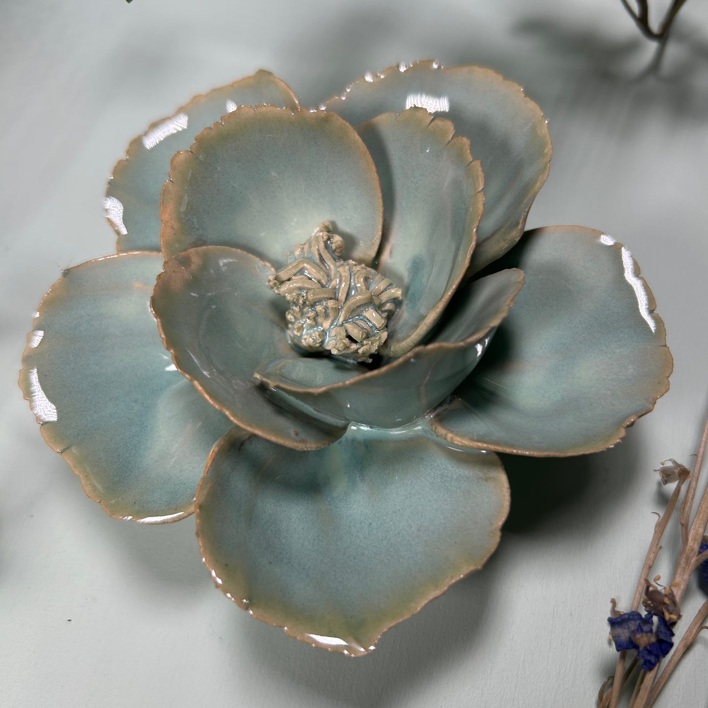 Ceramic Decorative Light Blue Lotus