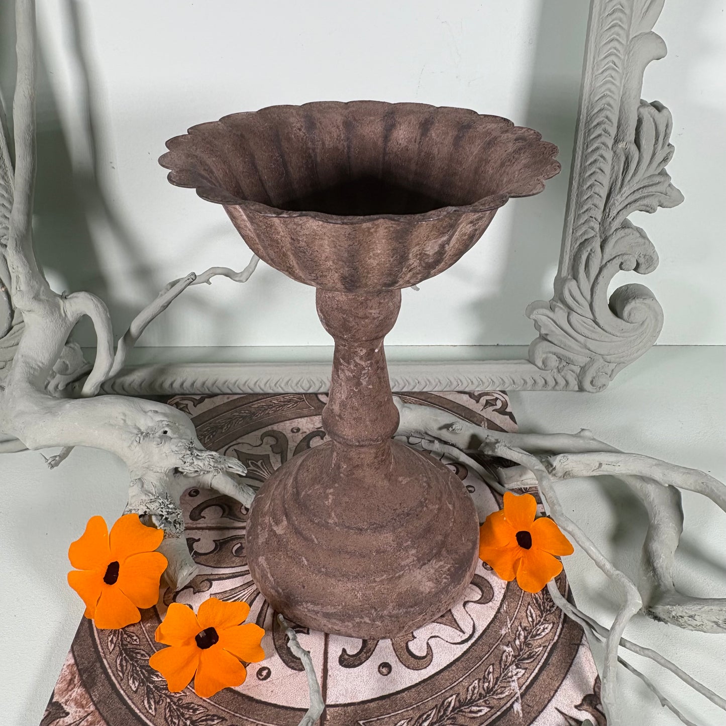 Tall Chalice Antique Look Planter