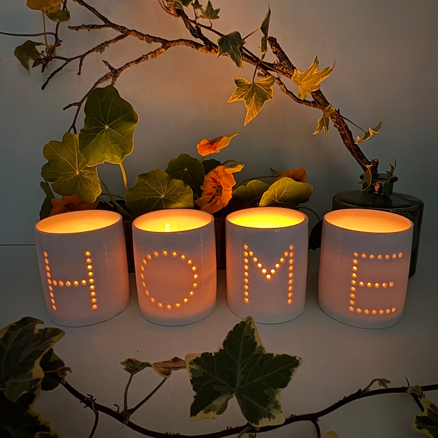 Home Set of 4 Ceramic Tealight Holders