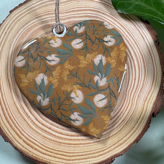 Mustard Floral Hanging Heart